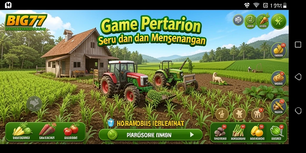 Tampilan gameplay BIG77 yang memukau dengan aktivitas pertanian.