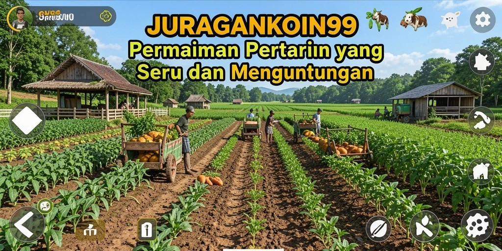 Screenshot JURAGANKOIN99 menunjukkan aktivitas bertani yang menyenangkan.