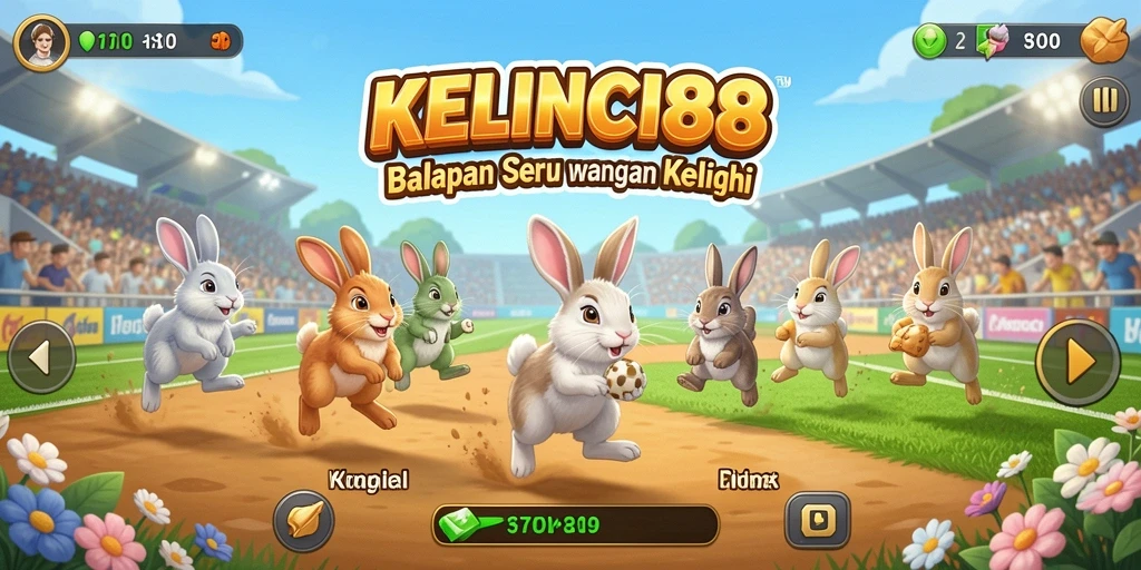 Gameplay KELINCI88 yang seru dengan kelinci balapan.