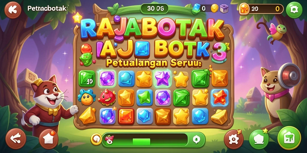 Gameplay seru RAJABOTAK dengan tantangan Match-3 yang menakjubkan.