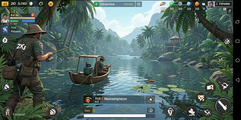 Gameplay ZK3 dengan berbagai lokasi memancing menarik.